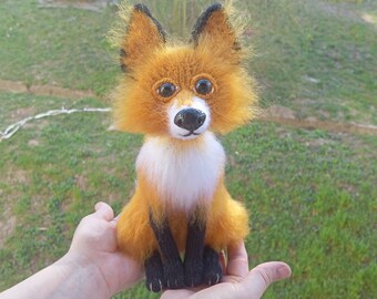 Soft Fox Realistic Toy, Fox Plushie, Crochet Knitted plush toy Fox, Crochet Fox, Plush animal toy, Amigurumi Toy fox, Woodland animals Funny