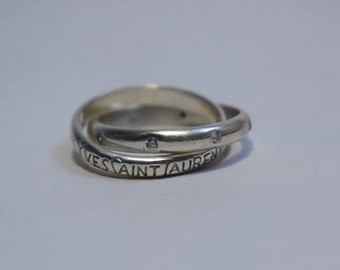 Bague Yves Saint Laurent, argent 925 anneaux entrelacés