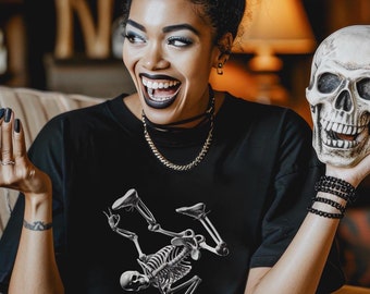 Break Dancing Skeleton T-Shirt, Halloween Street Style Tee