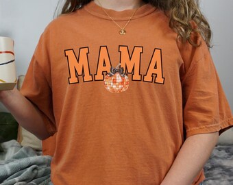 Halloween Mama Shirt - Disco Pumpkin Design, Festive Orange Fall shirt for Moms, Comfort Colors tee Halloween Pumpkin Tee, Halloween decor
