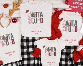 Personalized Family Christmas Matching Shirts, Christmas Holiday  Family Shirts, Custom  Santa Squad shirts for matching group outfits