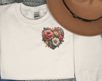 Zakontwerp Bloemen Sweatshirt, Wildflowers shirt, Perfect voor bloemenliefhebbers, Valentijnsdag cadeau voor haar, cadeau voor tuinman, moeder cadeau