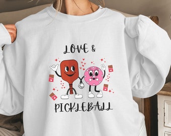 Retro Pickleball Couples Sweatshirt, Valentine's Gift for Players