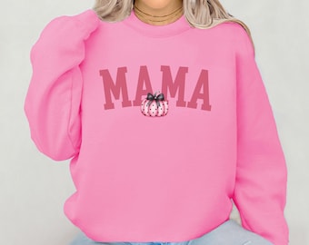 Pink Pumpkin MAMA Halloween Sweatshirt, Chic Mom Style