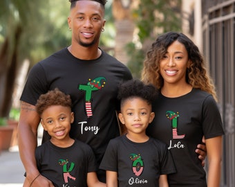 Personalized Elf-Inspired Family Christmas Matching Shirts, Coordinated Holiday,Custom Family Shirts, Custom shirts for matching group