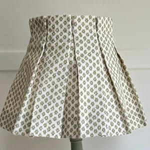Fermoie Marden Green box pleat loose cotton lampshade suitable for table lamp or ceiling pendant 12&quot; 30cm
