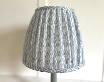 Fermoie Popple Blue wave Linen sheer fabric gathered pleated 10" 25cm  lampshade
