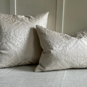 iliv auvergne ivory woven damask jacquard cushion cover. Luxury hotel style decor cushions in cream ivory champagne colours
