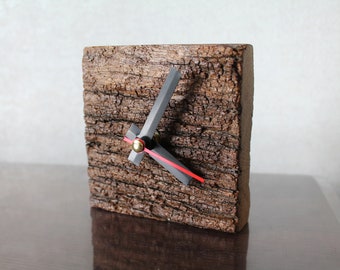 Handcrafted Wooden Desk Clock - Rustic Wood Table Clock for Office and Home Decor