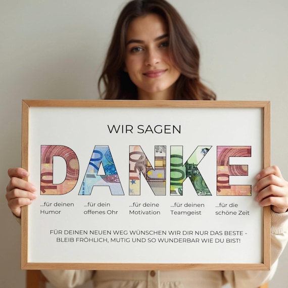 Geldgeschenk Abschied Arbeitskollegen | PDF Vorlage | DANKE zum Ausschneiden | Kreatives Last Minute DIY Geschenk