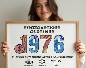 Geldgeschenk zum 50 Geburtstag | Jahrgang 1976 | Einzigartiger Oldtimer | HU-Plakette | Geld kreativ verschenken | DIN A4 | PDF