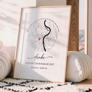 Personalisierte Stadtkarte mit Adresse & Namen | Koordinaten Poster | Geschenk zum Abschied | Ausstand | Rente | Umzug