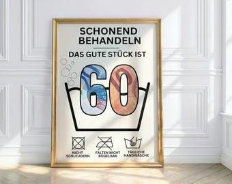 Geldgeschenk zum 60. Geburtstag  | PDF-Vorlage zum Ausdrucken | Zahl 60 zum Ausschneiden | Kreatives Last Minute DIY Geschenk
