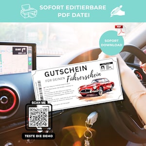 Geschenkgutschein Führerschein | Autofahren | PDF Gutschein Vorlage zum Ausdrucken | Sofort Download
