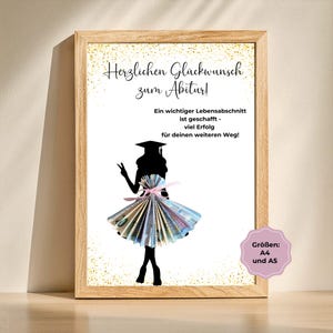 Geldgeschenk zum Schulabschluss | Abitur | Frau Silhouette mit Zeugnis | DIY | Last-Minute Geschenk zum Selbstdrucken | PDF
