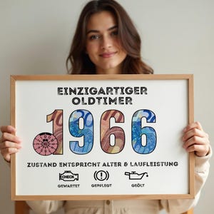 Geldgeschenk zum 60 Geburtstag | Jahrgang 1966 | Einzigartiger Oldtimer | HU-Plakette | Geld kreativ verschenken | DIN A4 | PDF