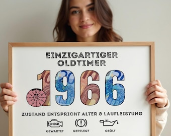 Geldgeschenk zum 60 Geburtstag | Jahrgang 1966 | Einzigartiger Oldtimer | HU-Plakette | Geld kreativ verschenken | DIN A4 | PDF
