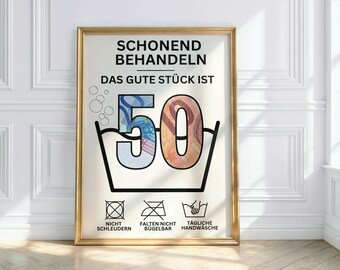 Geldgeschenk zum 50. Geburtstag | Das gute Stück ist 50 | Geld kreativ verschenken | Last-Minute Geschenk | Selbstdrucken | A3, A4, A5 | PDF