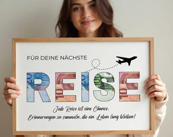 Geldgeschenk | REISE zum Ausschneiden | Jede Reise ist eine Chance | Kreatives Last Minute Geschenk | A3, A4, A5 | PDF