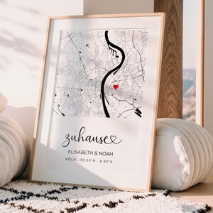Personalisierte Stadtkarte mit Adresse & Name | Koordinaten Poster | Geschenk zum Einzug, Hochzeit oder Zuhause | Home sweet Home image 2
