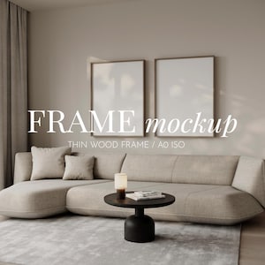 Two vertical frame mockup in interior,Wood frame mockup,ISO A poster frame mockup PSD template moskup for arts and prints,Wall art mockup