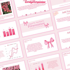 Coquette Aesthetic PowerPoint Template, Pink Presentation (Digital Download)