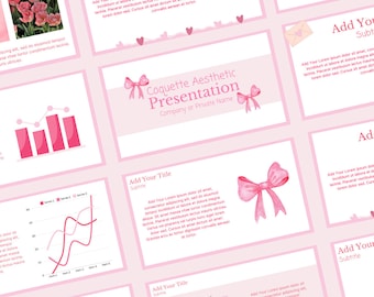 Mini Coquette Aesthetic PowerPoint Template Canva Presentation PowerPoint Templates for Business, School and PowerPoints