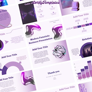 Business PowerPoint Template Modern Professional Futuristic Purple Presentation Template Canva Presentation