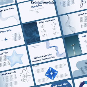 Blue PowerPoint Template Modern Minimal Futuristic Business PowerPoint Presentation Templates Canva Presentation Template