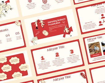 PowerPoint Template Professional Red Marketing Business Academic School or Work PowerPoint Template for PPT and Canva Presentations