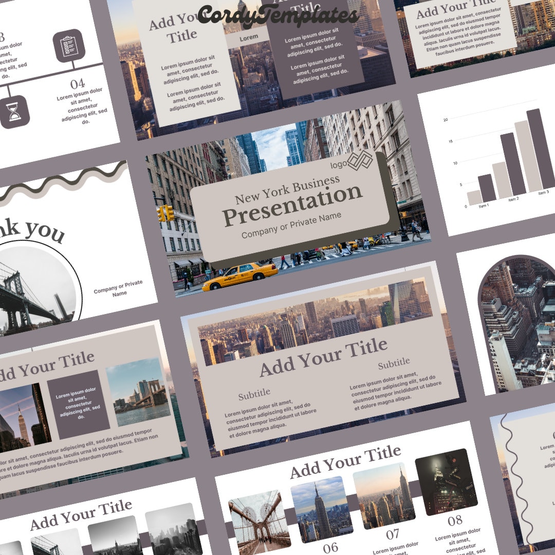 Travel PowerPoint Template New York Aesthetic Canva PowerPoint Presentation Templates