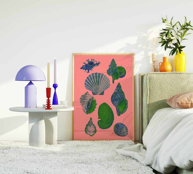 Shells Funky Seashell Digital Art Print, Printable, Funky Wall Art, Shells Art ...