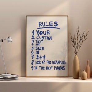 Regras personalizadas, arte de apartamento, regras de vida, arte de parede de regras, arte de parede para apartamentos, pôster personalizado, regras da casa, placa de regras familiares