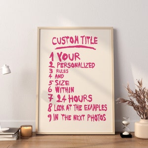 Custom Rules, Apartment Art, Rules of Life, Rules Wall Art, Wall Art For Apartments, custom poster, House Rules, Family Rules Sign