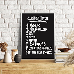 Custom Rules, Apartment Art, Rules of Life, Rules Wall Art, Wall Art For Apartments, custom poster, House Rules, Family Rules Sign
