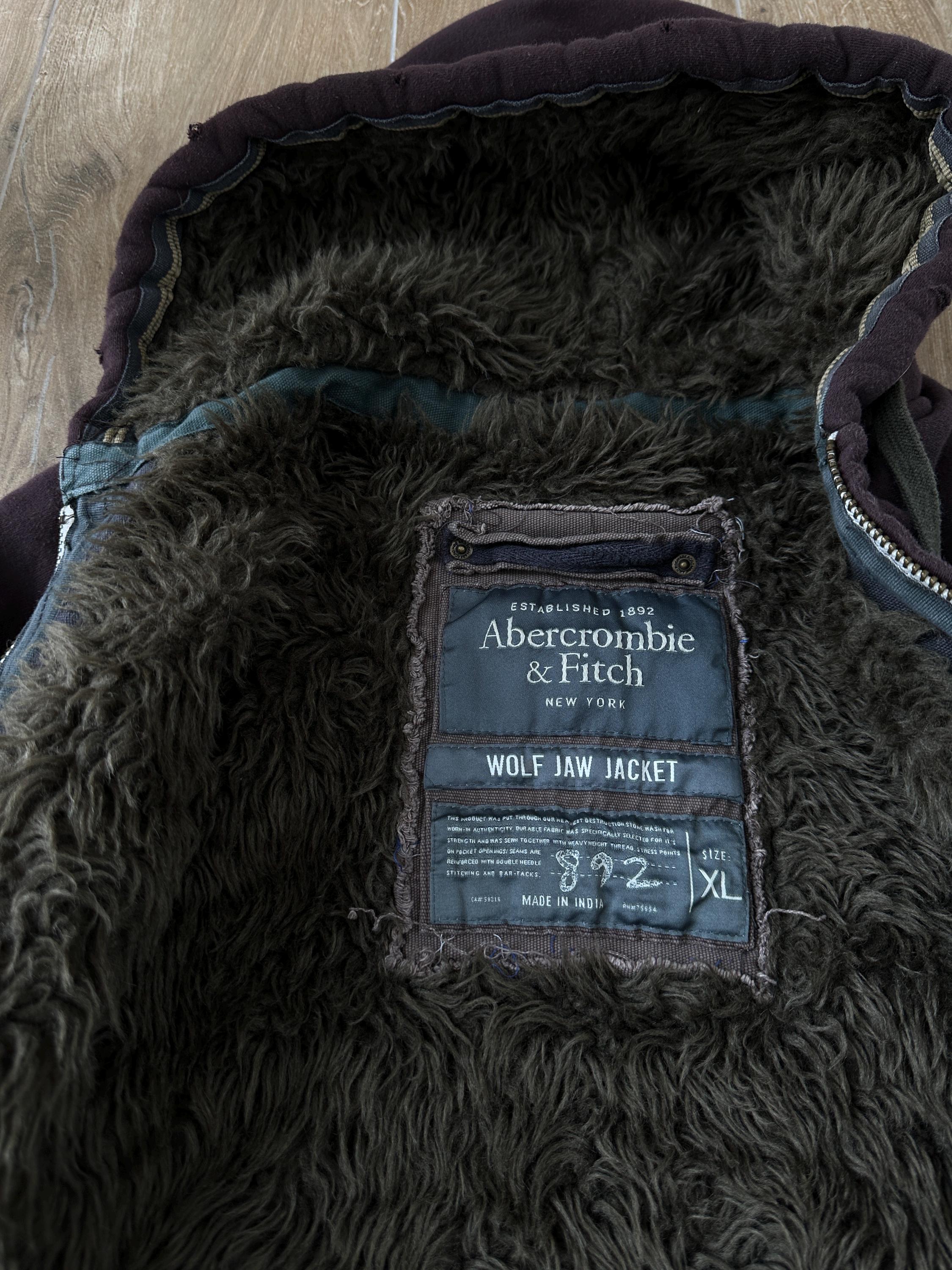 Abercrombie Fitch Y2K Wolf Jaw Faux Fur Inside Men's Brown Hoodie