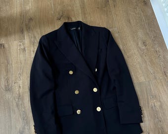 Marynarka dwurzędowa Polo Ralph Lauren ze złotymi guzikami, czarna, rozmiar 8