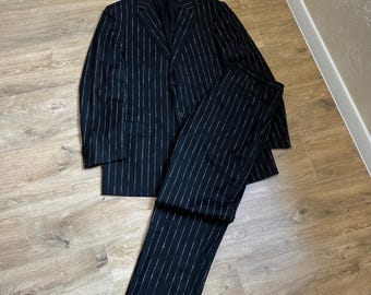 Pal Zileri Herren-Luxusanzug aus italienischer Wolle, schwarz gestreift, Größe: 56