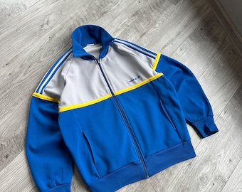 Vintage 80's Adidas ATP Keyrolan Blue 3 Stripe Full Zip Track
