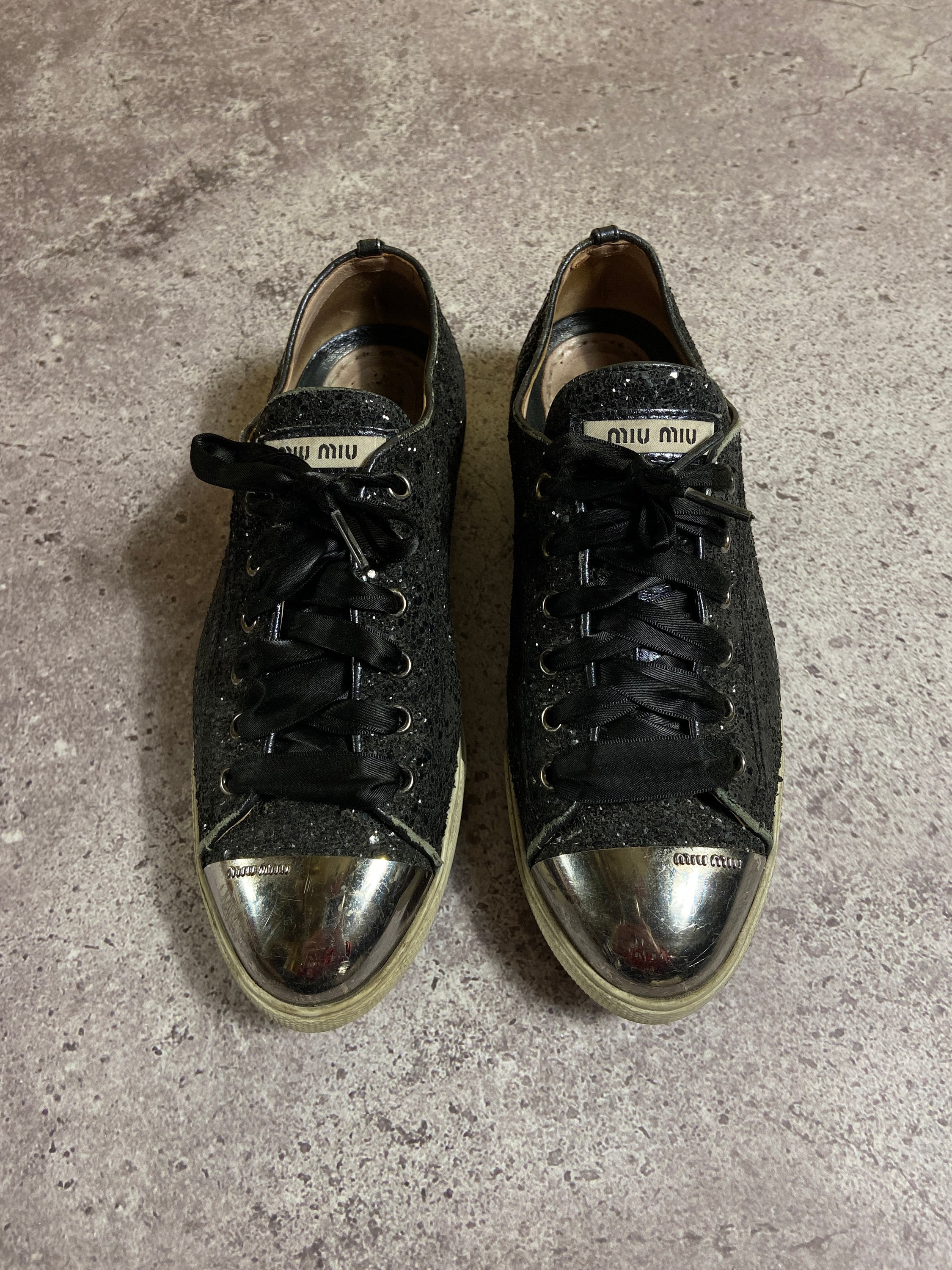 Miu Miu Women Black Glitter Sneakers - Etsy