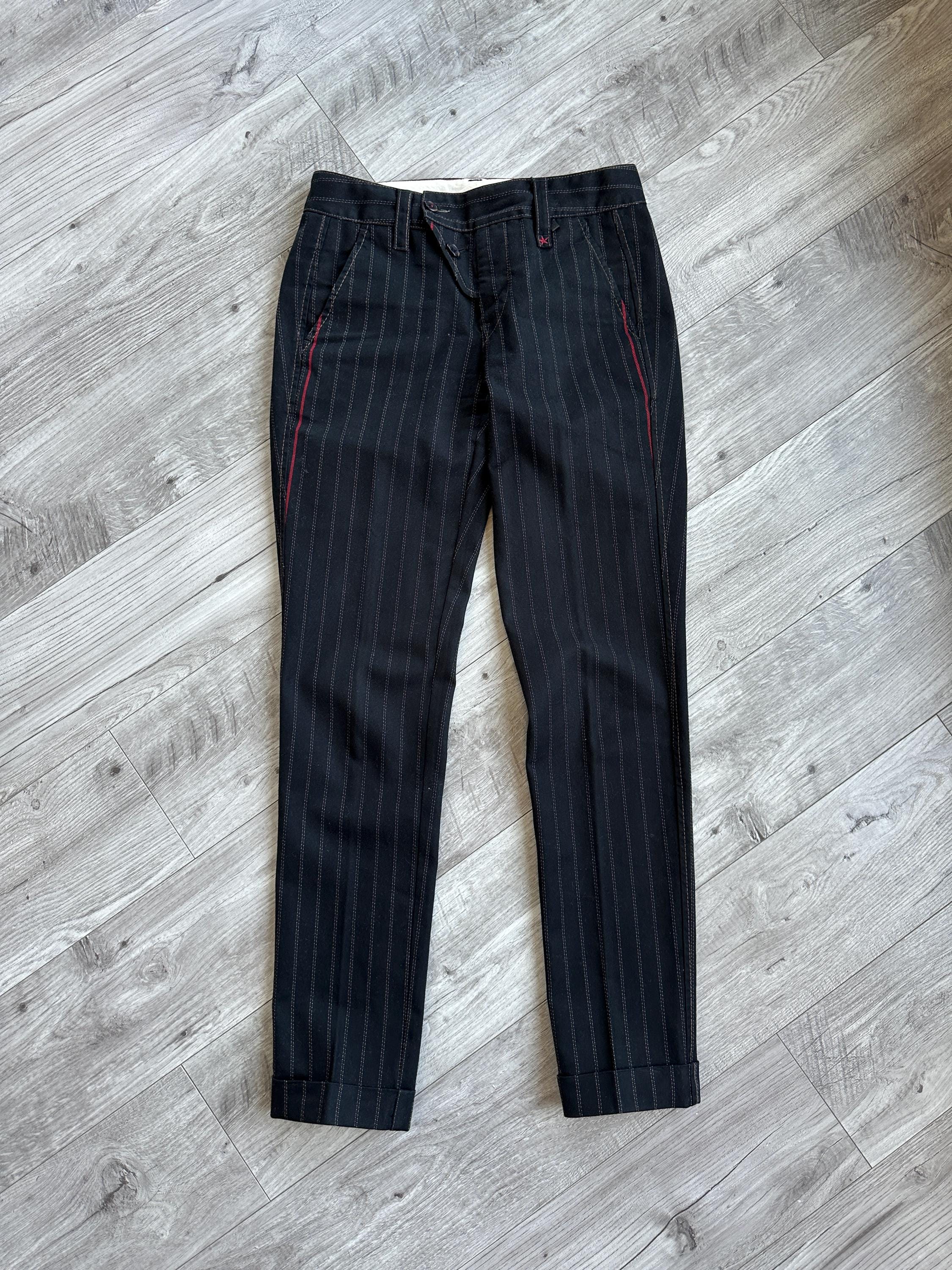 Marithe Francois Girbaud Black Logo Vintage Striped Women's Pants