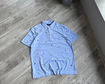 Koszulka Polo Ralph Lauren z logo żeglarskim i wieloma logo w stylu oxford denim