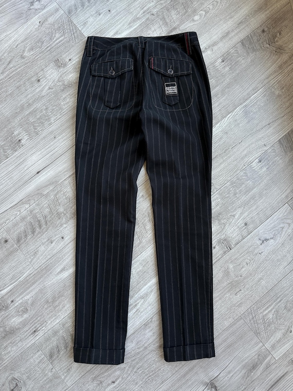 Marithe Francois Girbaud Black Logo Vintage Striped Women's Pants
