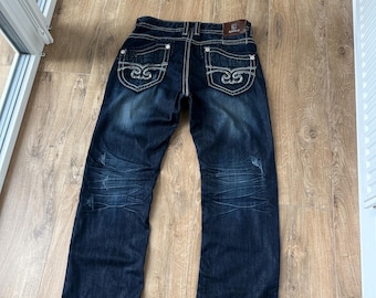 Vintage Y2K men's Big logo Straight Navy Blue Jeans Size: 33/32