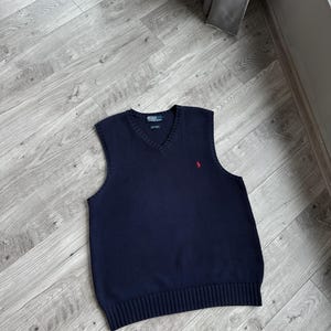Polo Ralph Lauren vintage cotton navy blue women’s vest sweater
