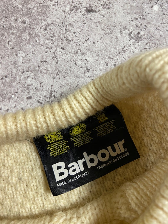 Barbour vintage white mens heavy wool knit sweater - image 2