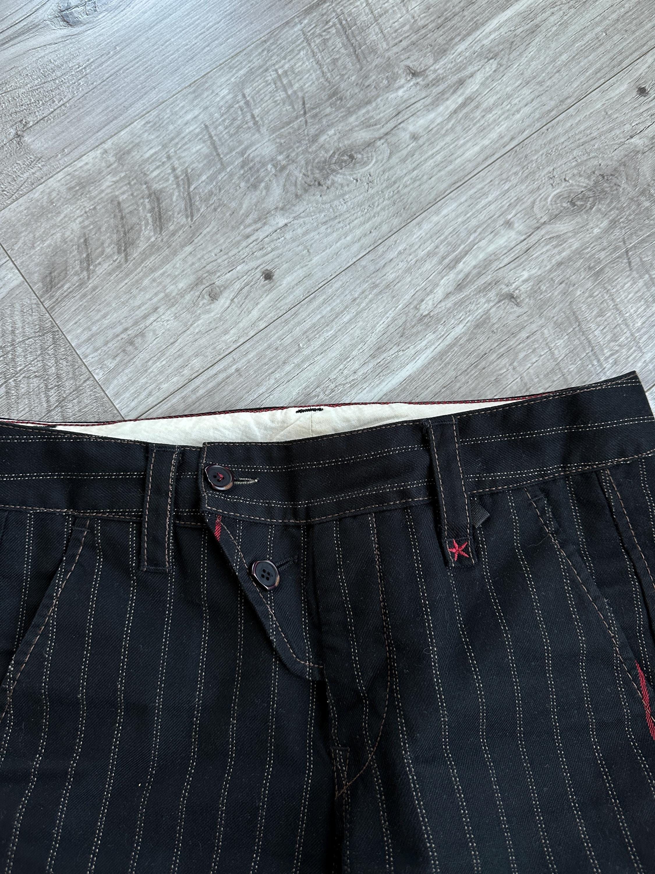 Marithe Francois Girbaud Black Logo Vintage Striped Women's Pants