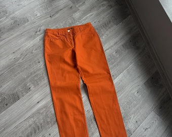 Jeans Slim Vintage 90s Fluo Orange - Taille 34/36, Stretch, 5 Poches, Neuf Avec étiquettes