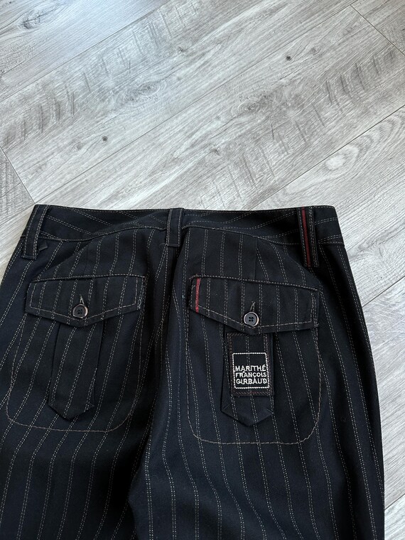 Marithe Francois Girbaud Black Logo Vintage Striped Women's Pants