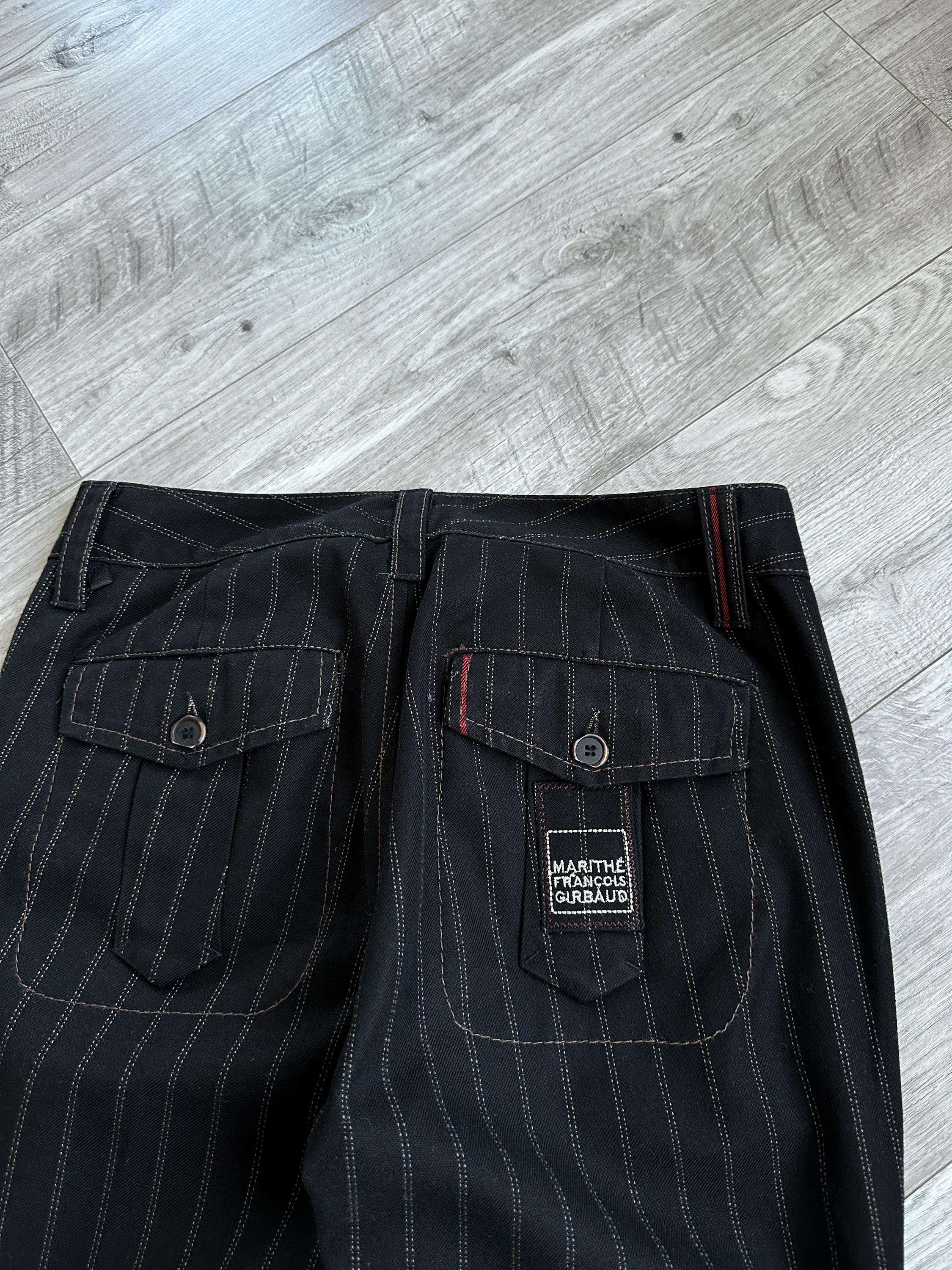 Marithe Francois Girbaud Black Logo Vintage Striped Women's Pants